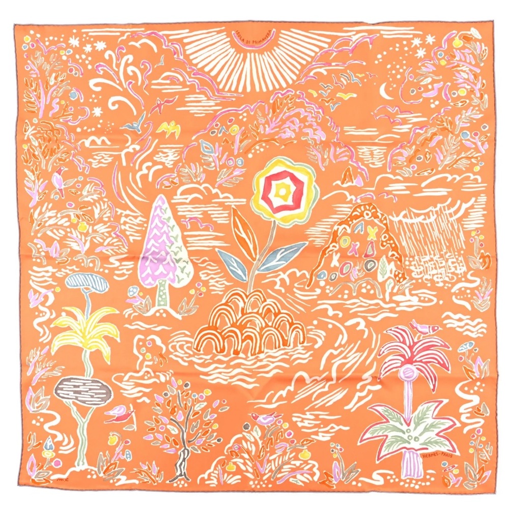 With Hermes Isola di Primavera Scarf 90